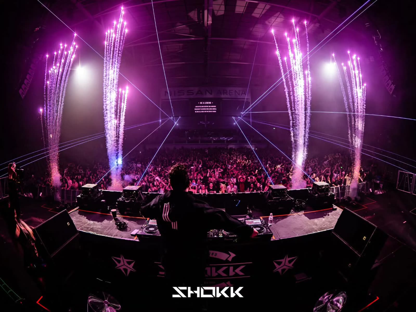 Flux SFX cold spark and laser effects at an arena DJ show